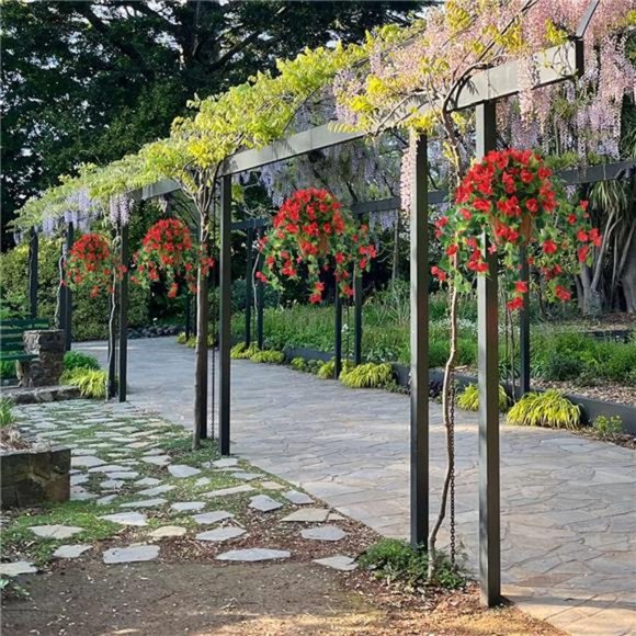 Artificial Flowers Hanging Basket with 4Pcs Bougainvillea Silk Vine Flowers - Picture 6 of 6